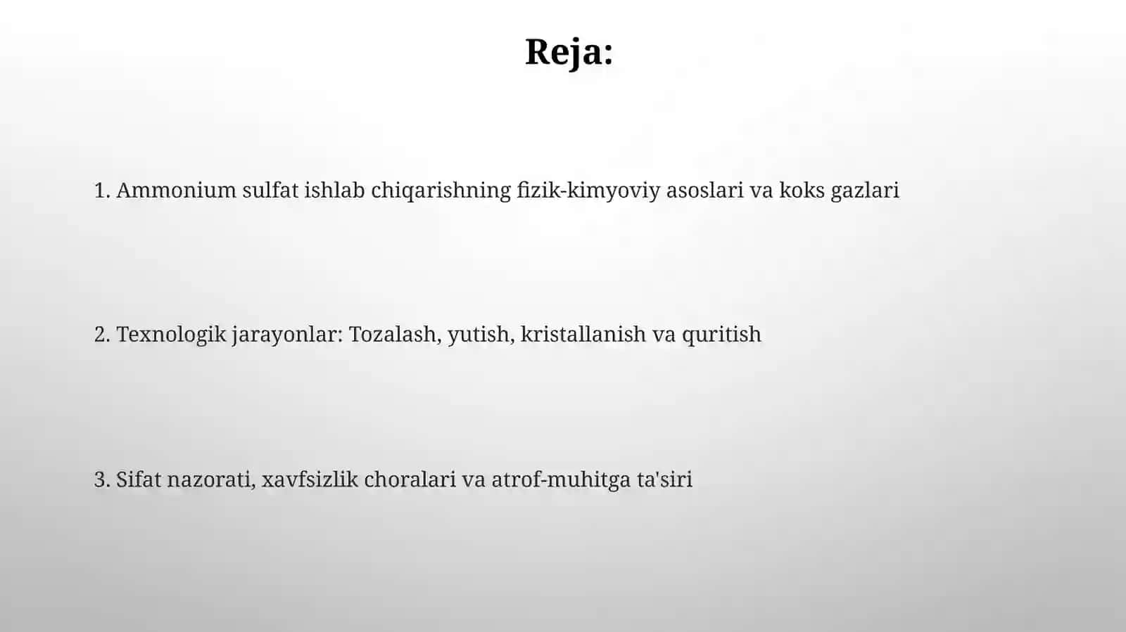 Ammoniysulfat ishlab chiqarishning fizik-kimyoviy asoslari 2