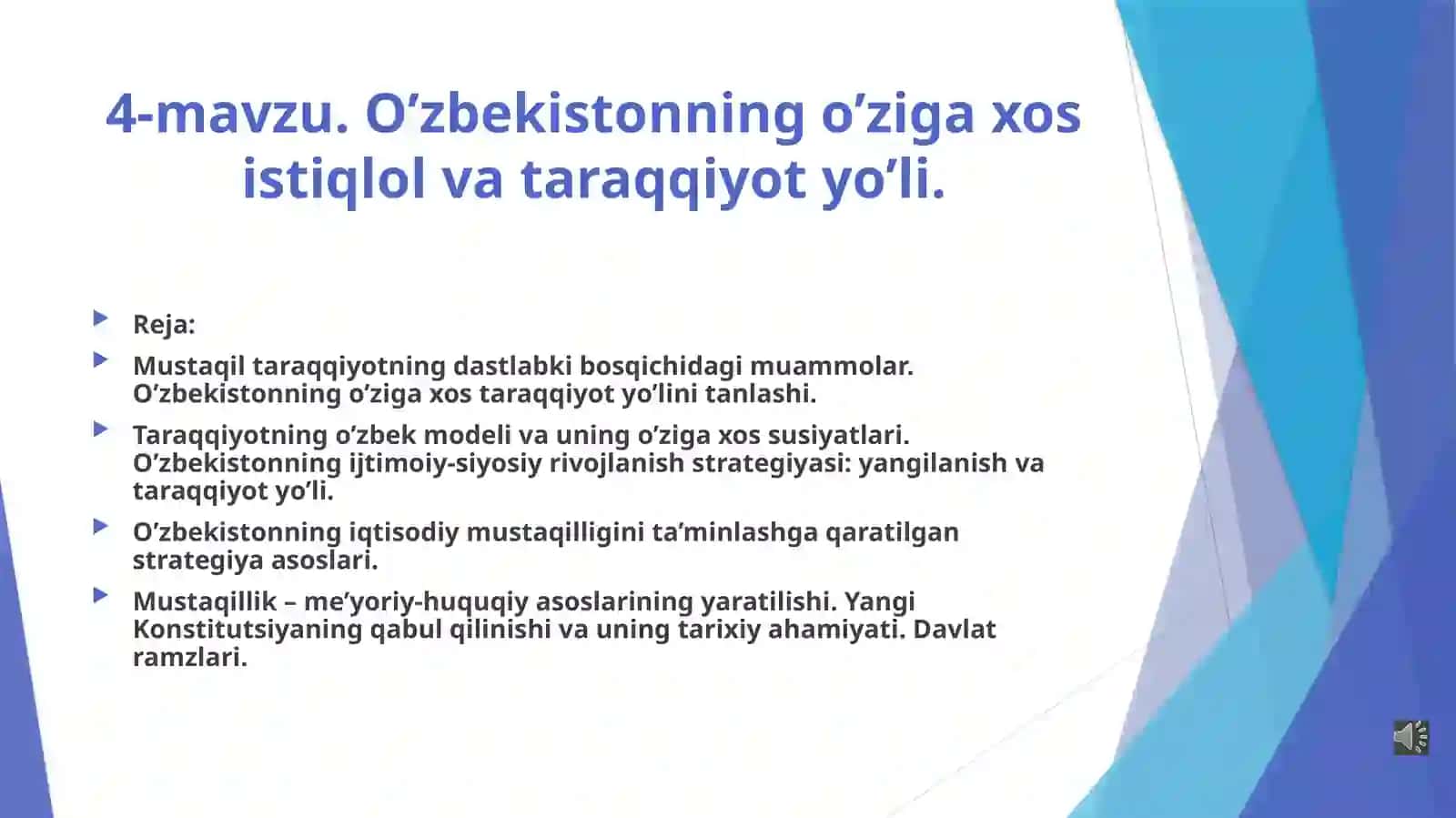 O'zbekistonning eng yangi tarixi fanidan mustaqil ishlari 2