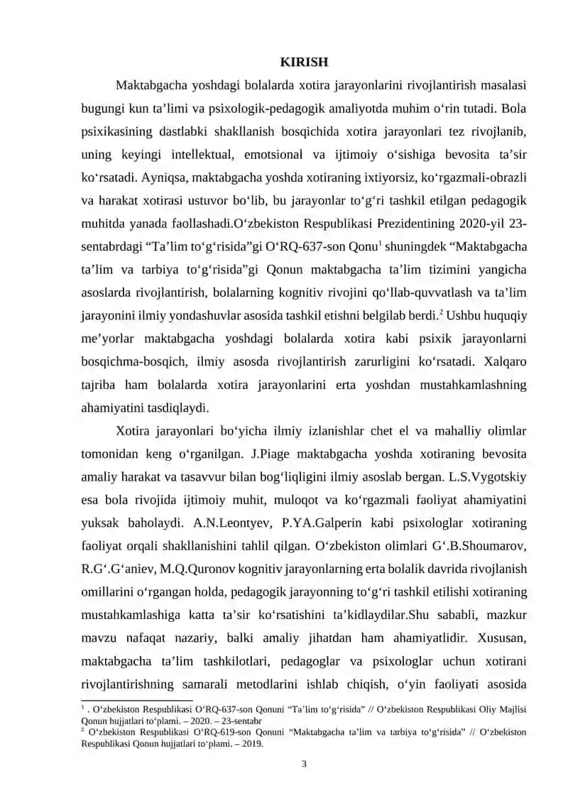 Maktabgacha yoshdagi bolalarda xotira jarayonlarini rivojlantirishning psixologik va metodik asoslari 2