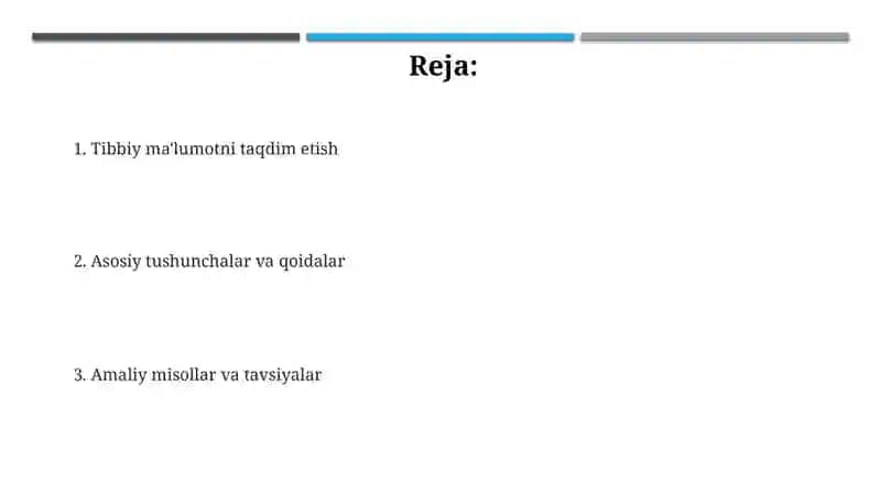 Tibbiyot ma'lumotlarini taqdim etish 2
