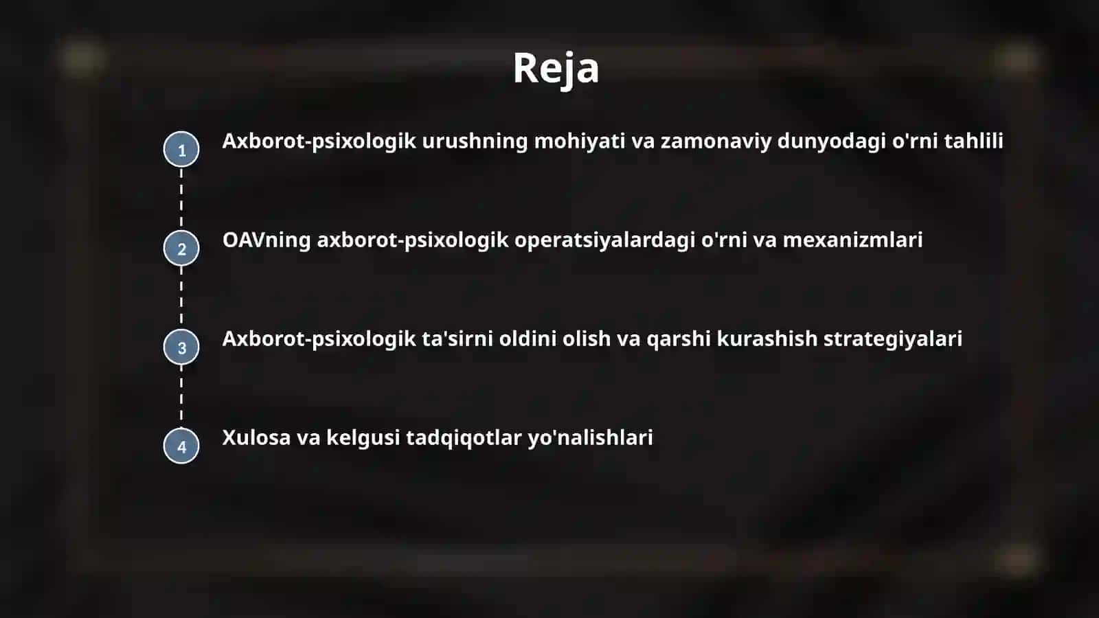OAV axborot–psixologik urushni olib borish vositasi sifatida. 2