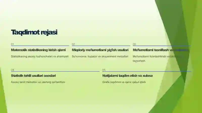 Matematik statistika asoslari. Miqdoriy ma'lumotlarni tahlil qilishning asosiy bosqichlari 2