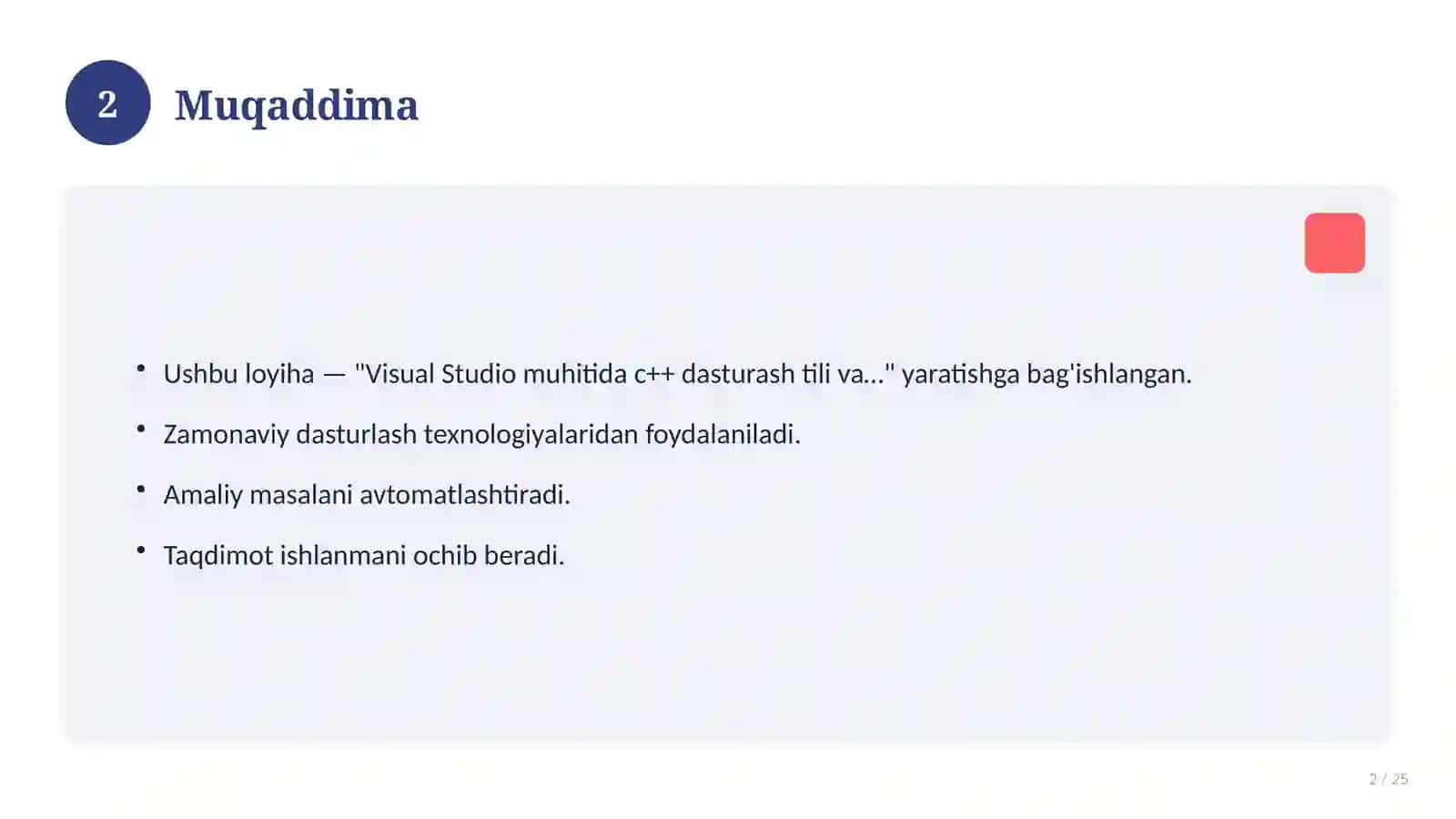Visual Studio muhitida c++ dasturash tili va windows forms texnologiyasi orqali "Dorixona faoliyati uchun dastur ilovasini yaratish" 2
