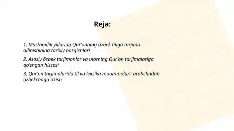 Qur'onning õzbek tiliga tarjima qilinishi va tafsirlarini õrganish 2