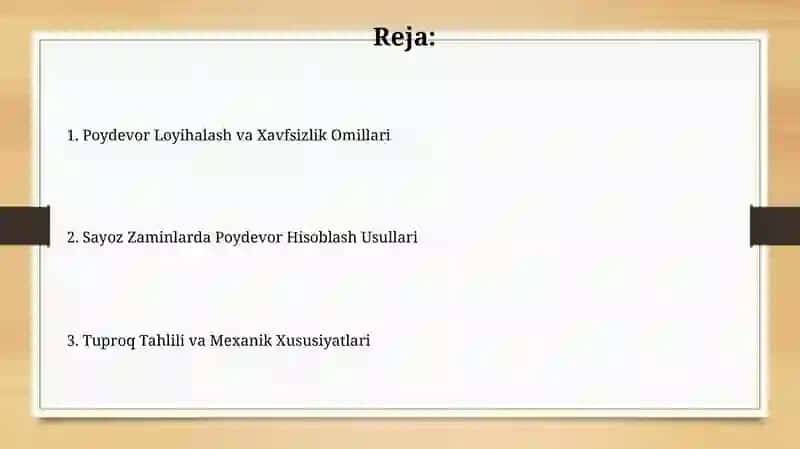 Sayoz joylashgan poydevorlarni hisoblash tartibi 2