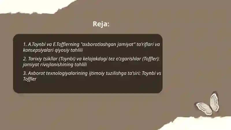 Axborotlashgan jamiyat va uning istiqbollari (A.Toynbi, E.Toffler asarlarining qiyosiy tahlili asosida) 2
