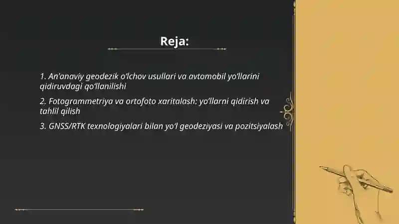 Avtomobil yo’llarini qidiruvini an’anaviy va zamonaviy texnologiyalari va uning tahlili 2