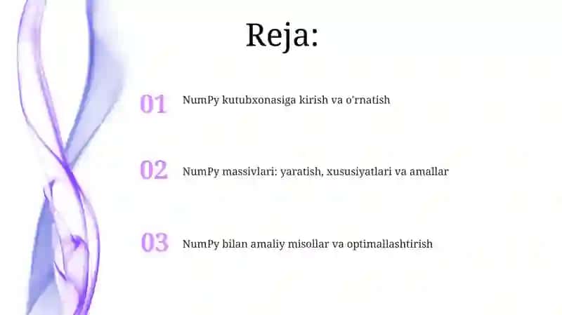 Pythondasturlashtilida Numpy kutubxonasibilanishlash 2