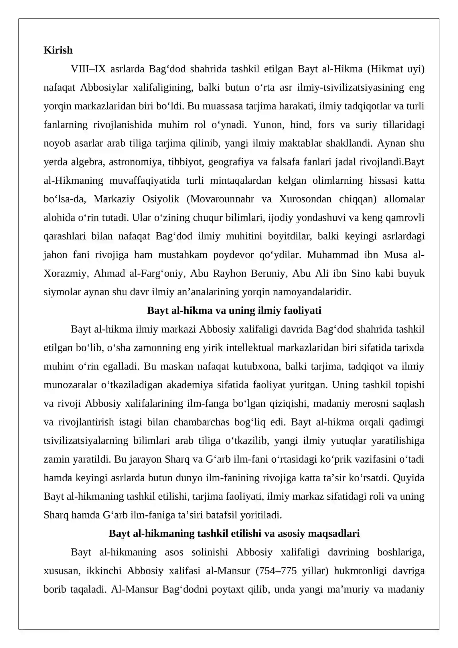 Bayt al-hikmada faoliyat yuritgan Markaziy Osiyolik allomalar 2