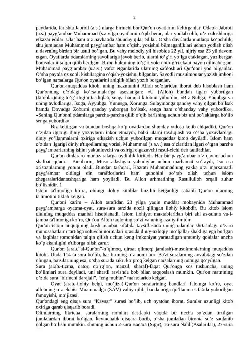 Islom dinining asosiy manbalari 2