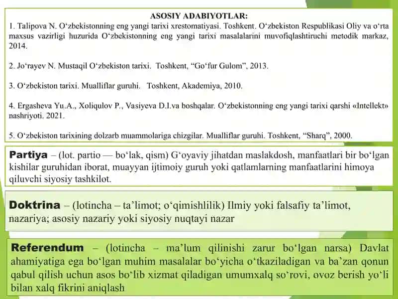 OʻZBEKISTONDA DEMOKRATIK, FUQAROLIK JAMIYATI ASOSLARINING SHAKLLANISHI, AMALGA OSHIRILGAN SIYOSIY ISLOHOTLAR 2