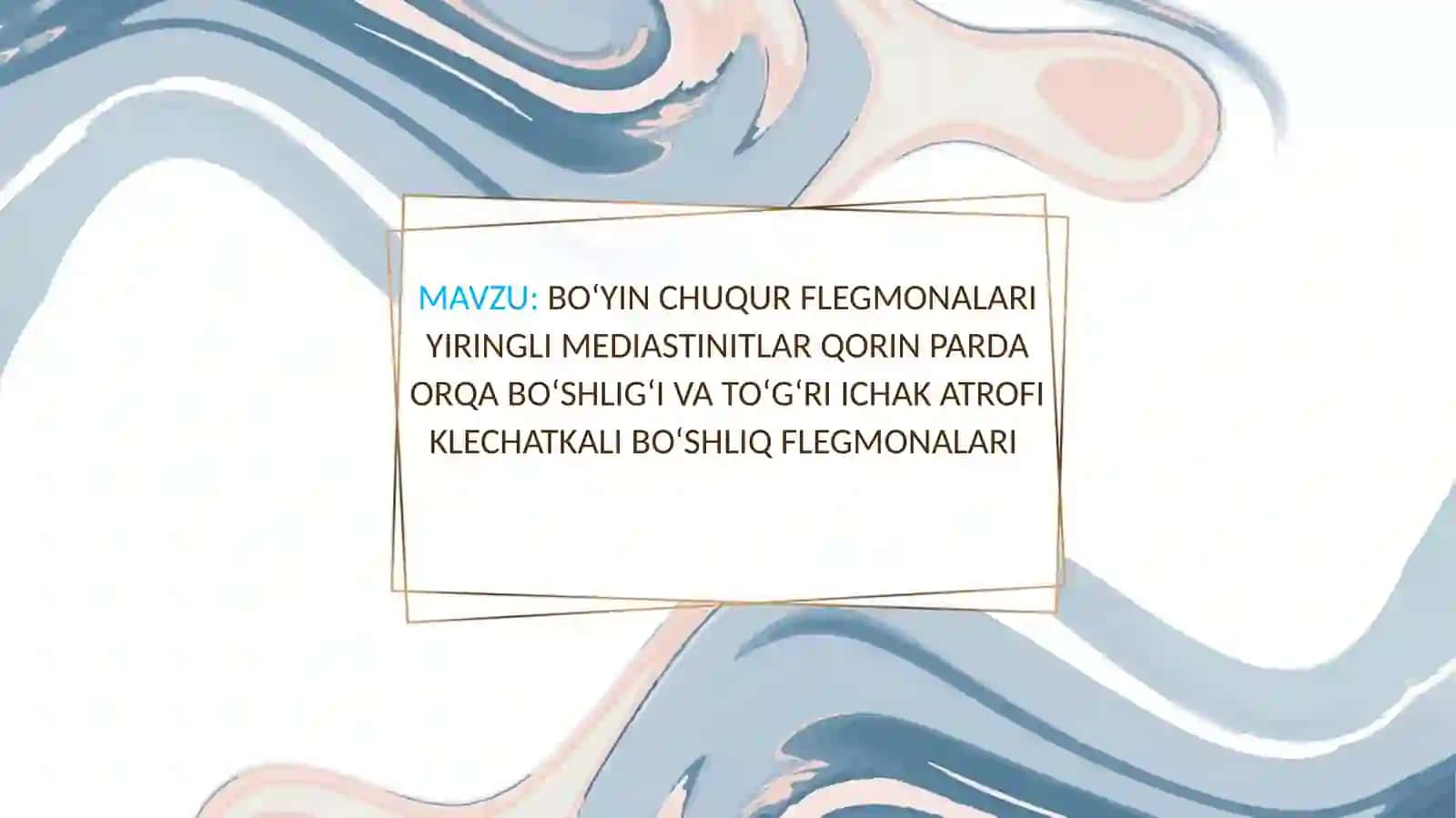 Boʻyin chuqur flegmonalari yiringli mediastinitlar qorin parda orqa boʻshligʻi va toʻgʻri ichak atrofi klechatkali boʻshliq flegmonalari 2