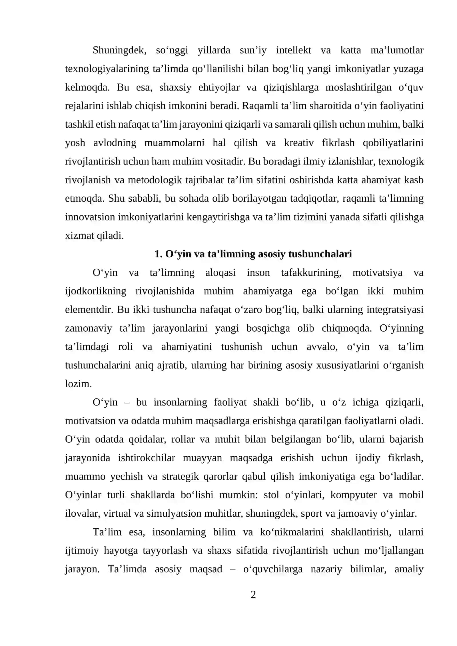 Ta’limni raqamlashtirish sharoitida o‘yin faoliyatini tashkil etish 2