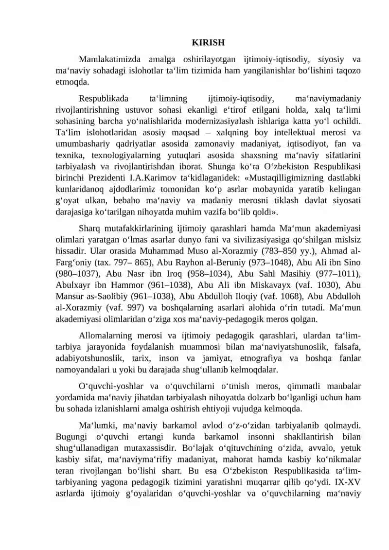Xorazmiy, forobiy, beruniy, ibn sino merosida g’oyalar masalasi 2