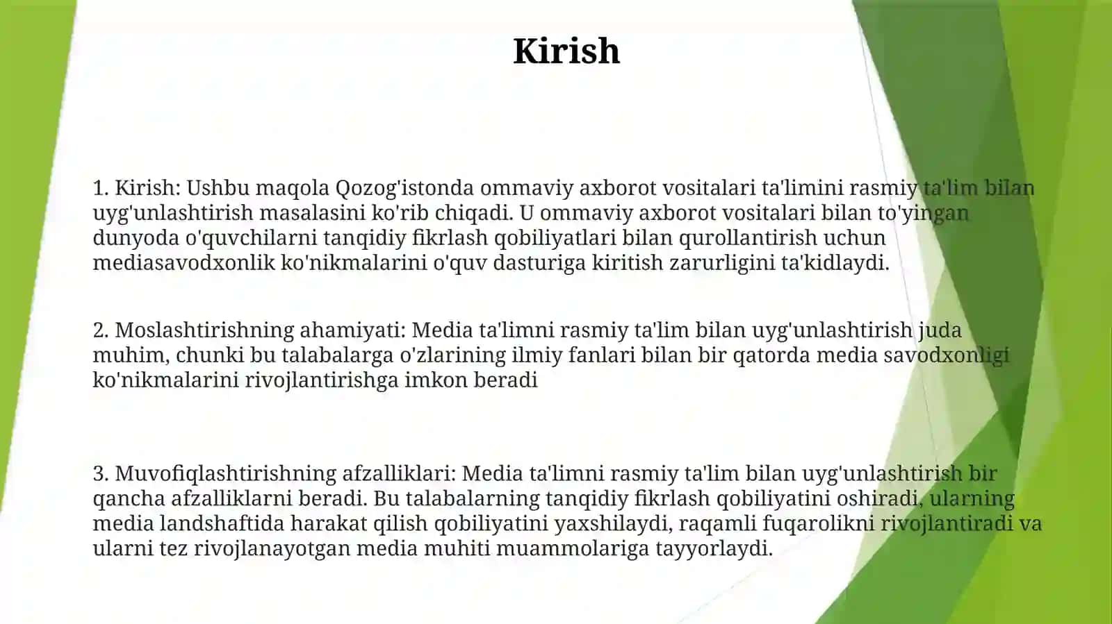 Aqsh MediataʼLimning Kino TaʼLim BilanUyğunlashuvMasalasi 2