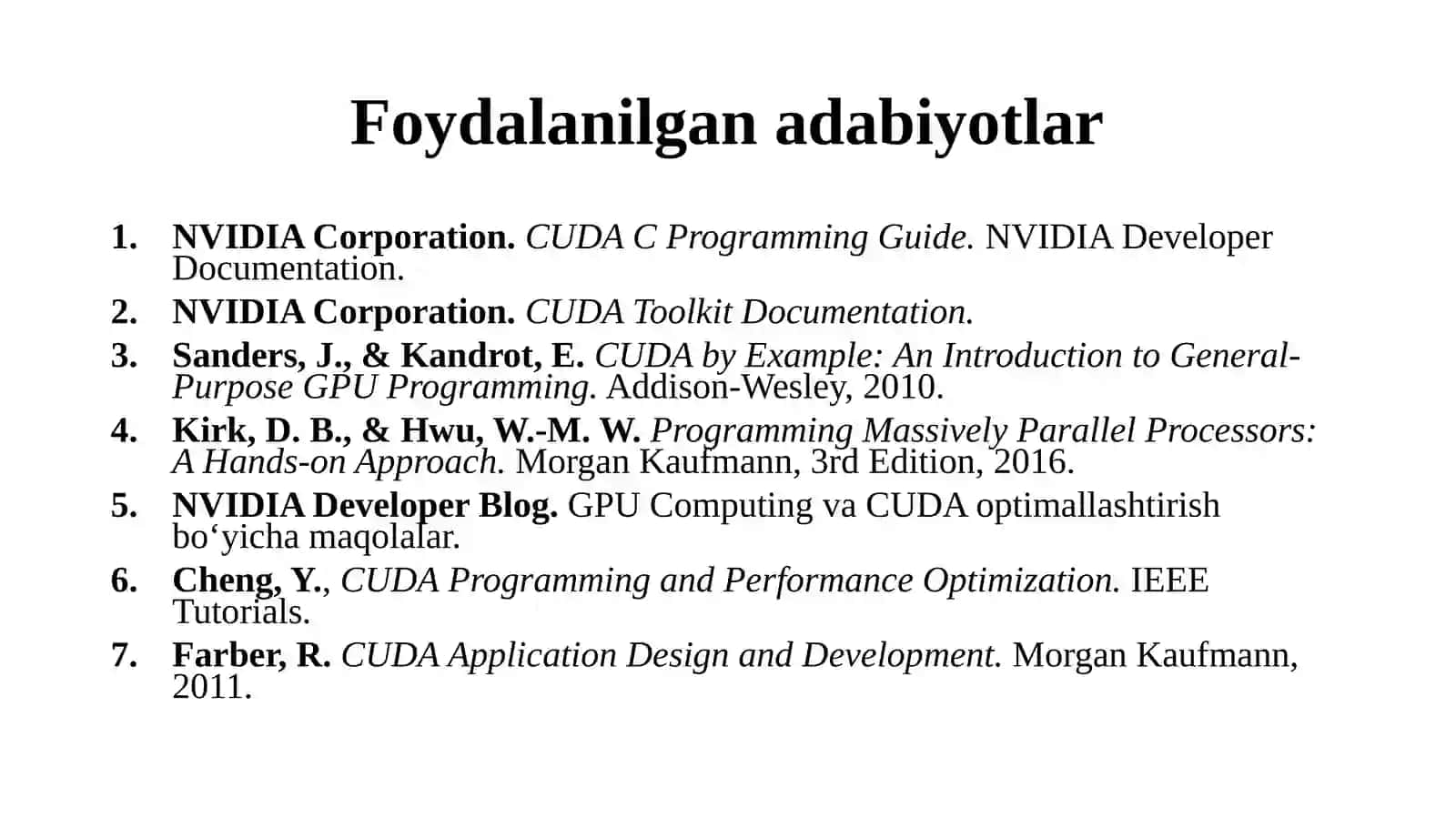 CUDA dasturlash tili va asosiy konsepsiyalari 2