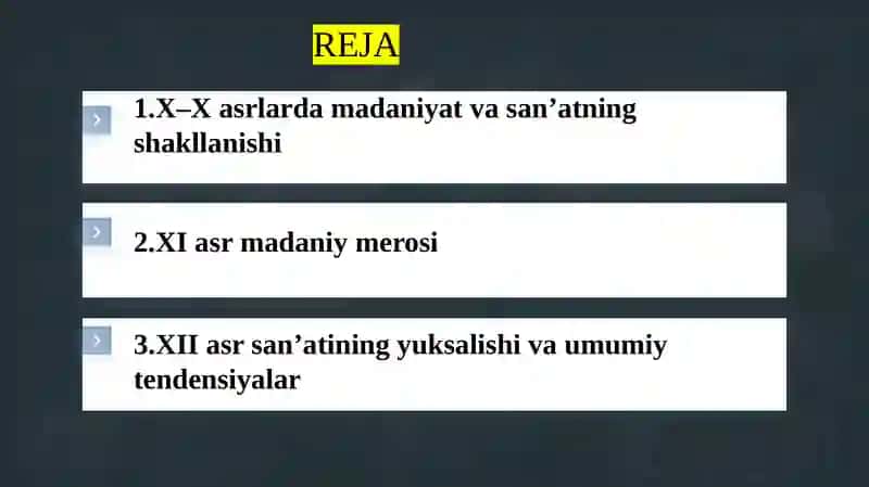 IX–XII asrlarda madaniyat va san’at   9 - 12 ASRLARDA MADANIYAT VA SANAT 2