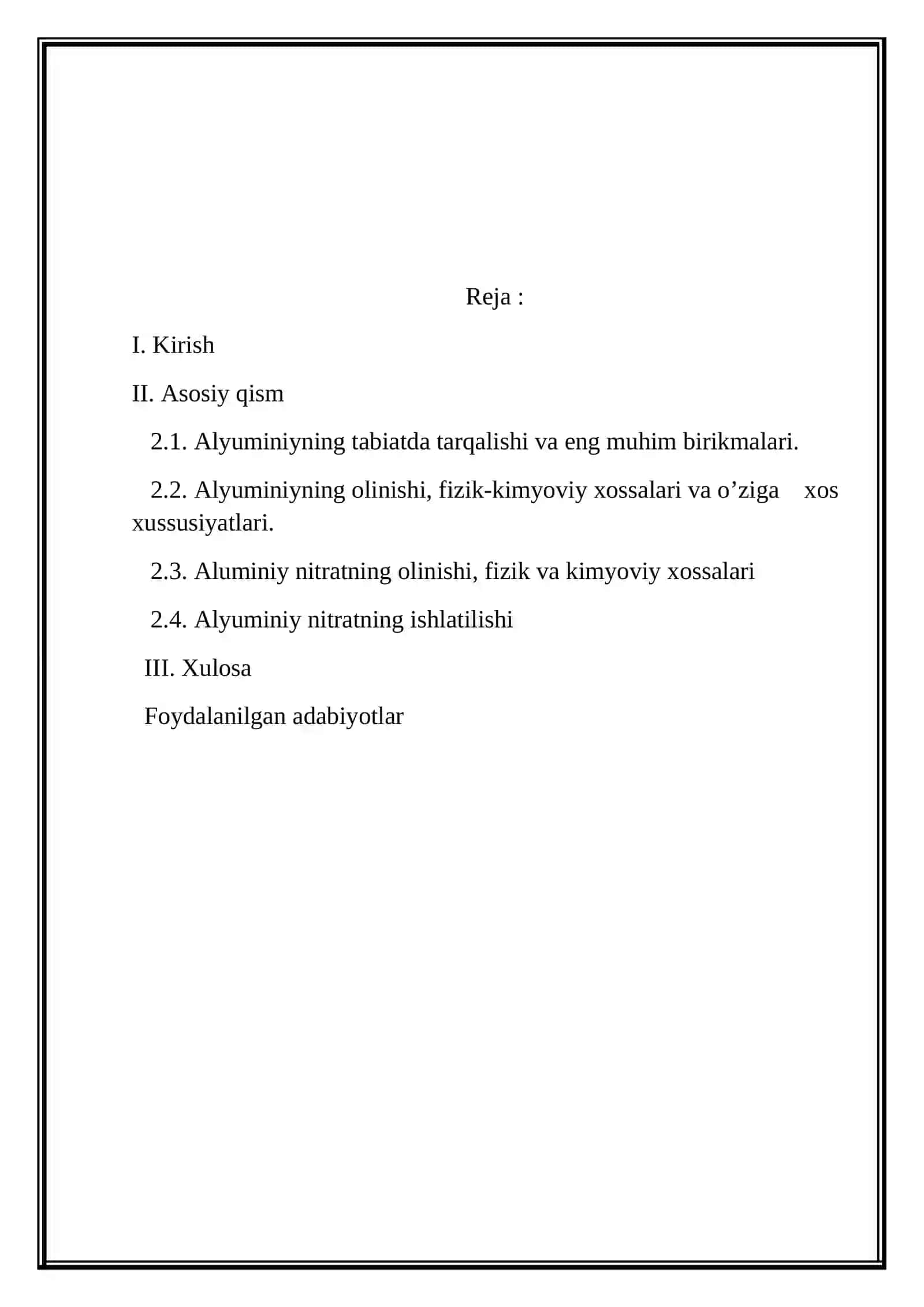 Alyuminiy nitratning olinishi va xossalari 2
