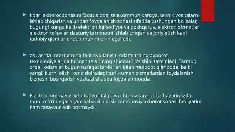 Davlatning axborot siyosati Davlatning iqtisodiy xavfsizlikni ta’minlash  siyosati 2