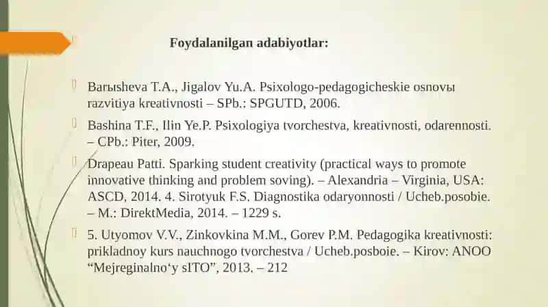 Kreativ pedagogikaning mazmuni 2