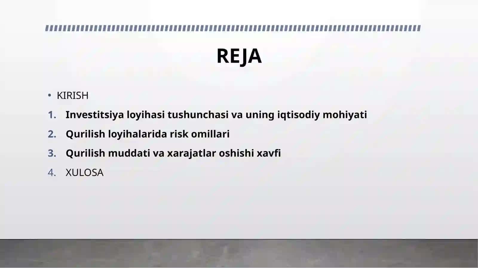 Qurilish loyihalarida investitsiya xavflarini aniqlash va boshqarish usullari 2