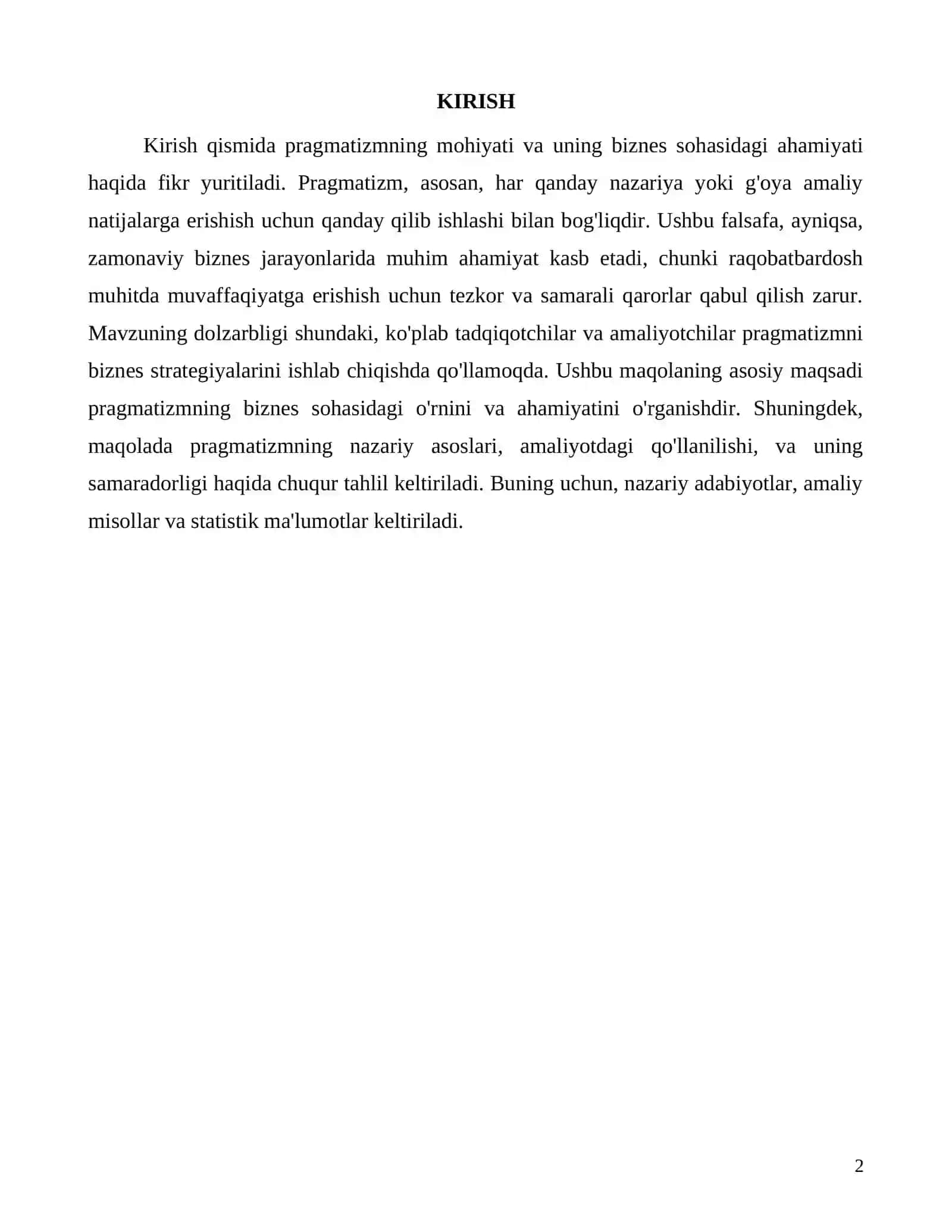 Pragmatizm biznes falsafasi sifatida: nazariy va amaliy jihatlari 2
