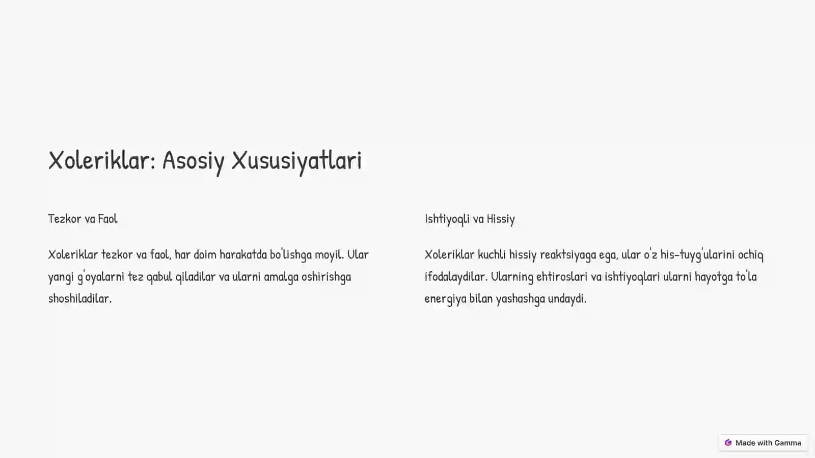 Xolerik va Sangvinik Temperament Turlari 2