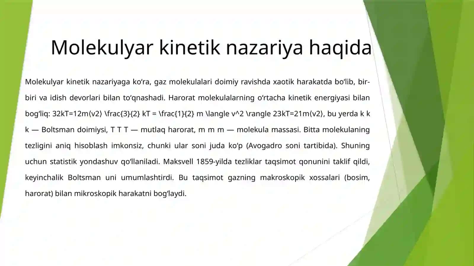 Molekulyar kinetik nazariya 2
