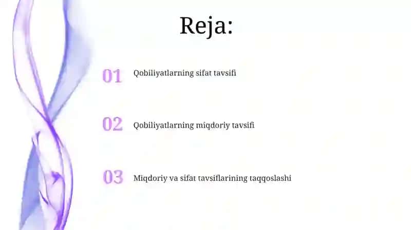Qobiliyatning miqdor va sifat tavsifi 2