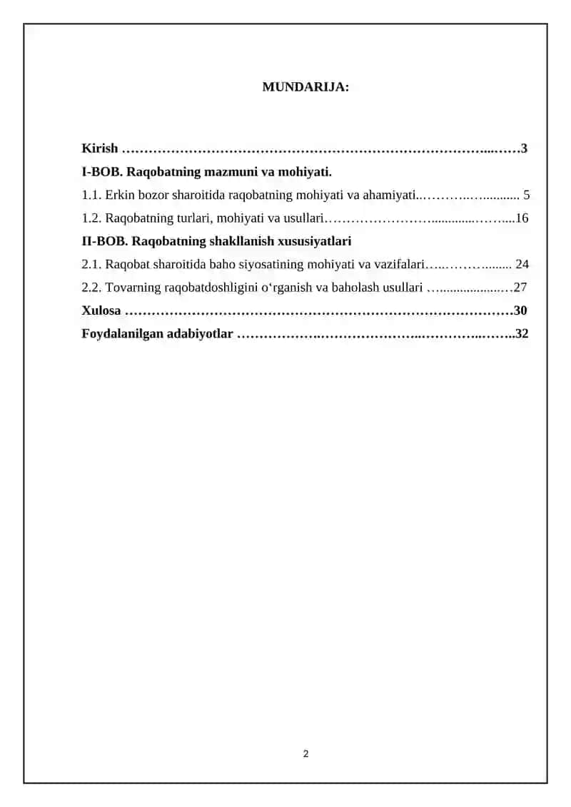 Raqobatning turli modellarida narxning shakllanish xususiyatlari 2