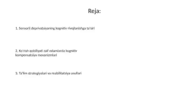 Ko’zi ojiz va zaif ko'ruvchilar kognitiv jarayonlari rivojlanishining oʻziga xos xususiyatlari 2