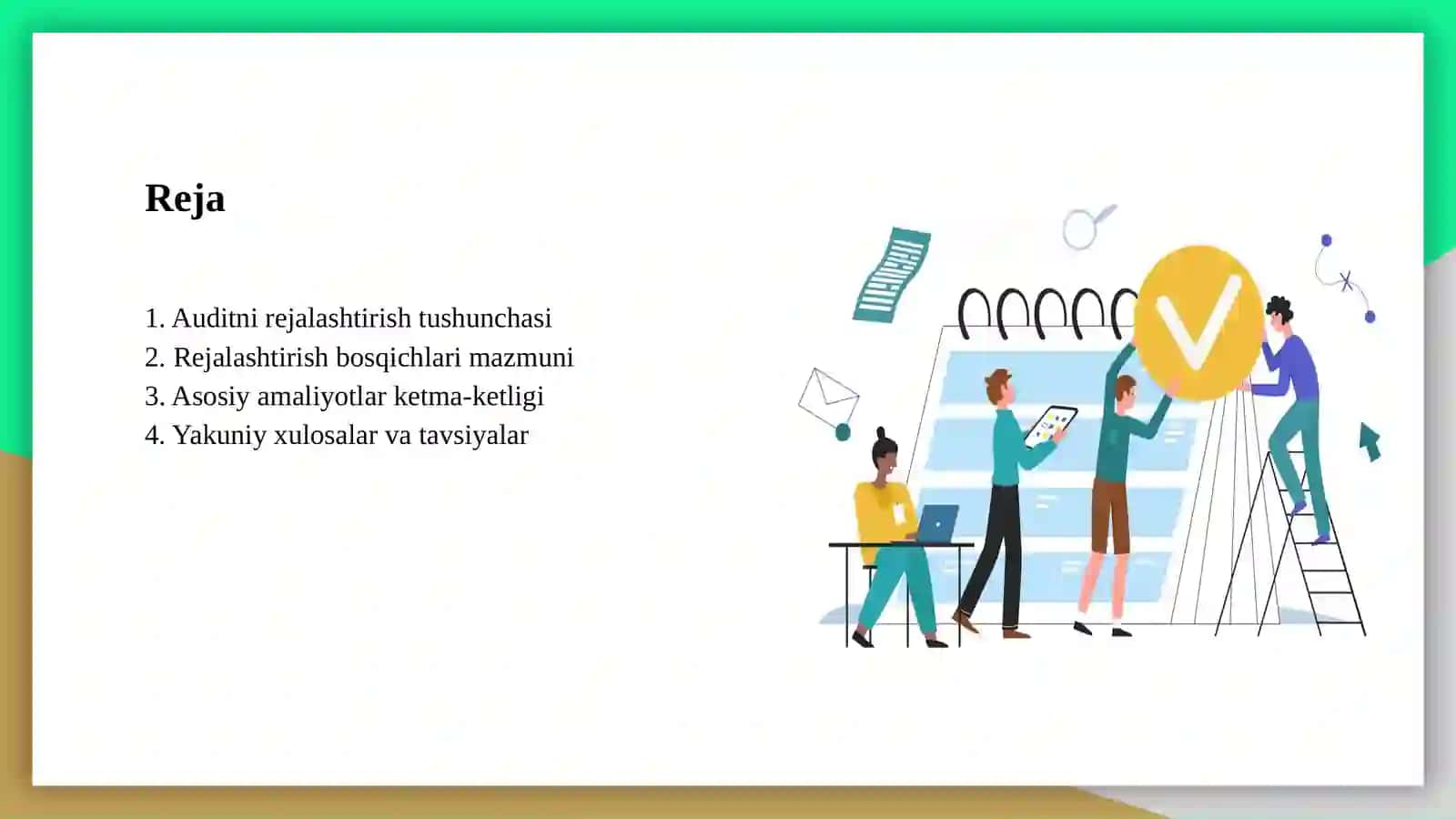 ISA 300 standarti asosida auditni rejalashtirish bosqichlari qanday ketma-ketlikda amalga oshiriladi? 2