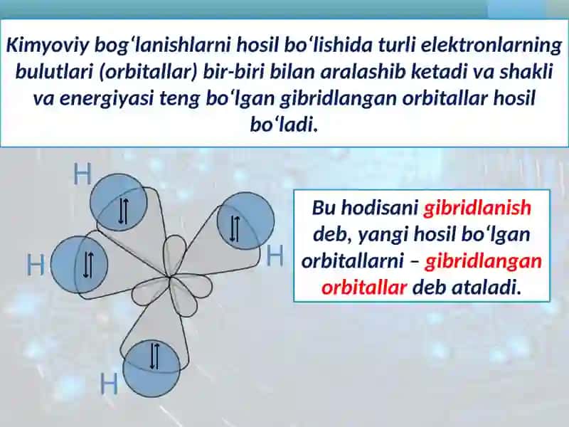 Organik birikmalar daug'leroda to'mining gibridlanishi 2