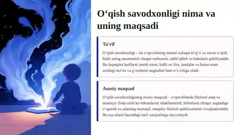 Oʻqish savodxonligining maqsadi. Ona tili va oʻqish savodxonligida badiiy matnlar ustida ishlash 2