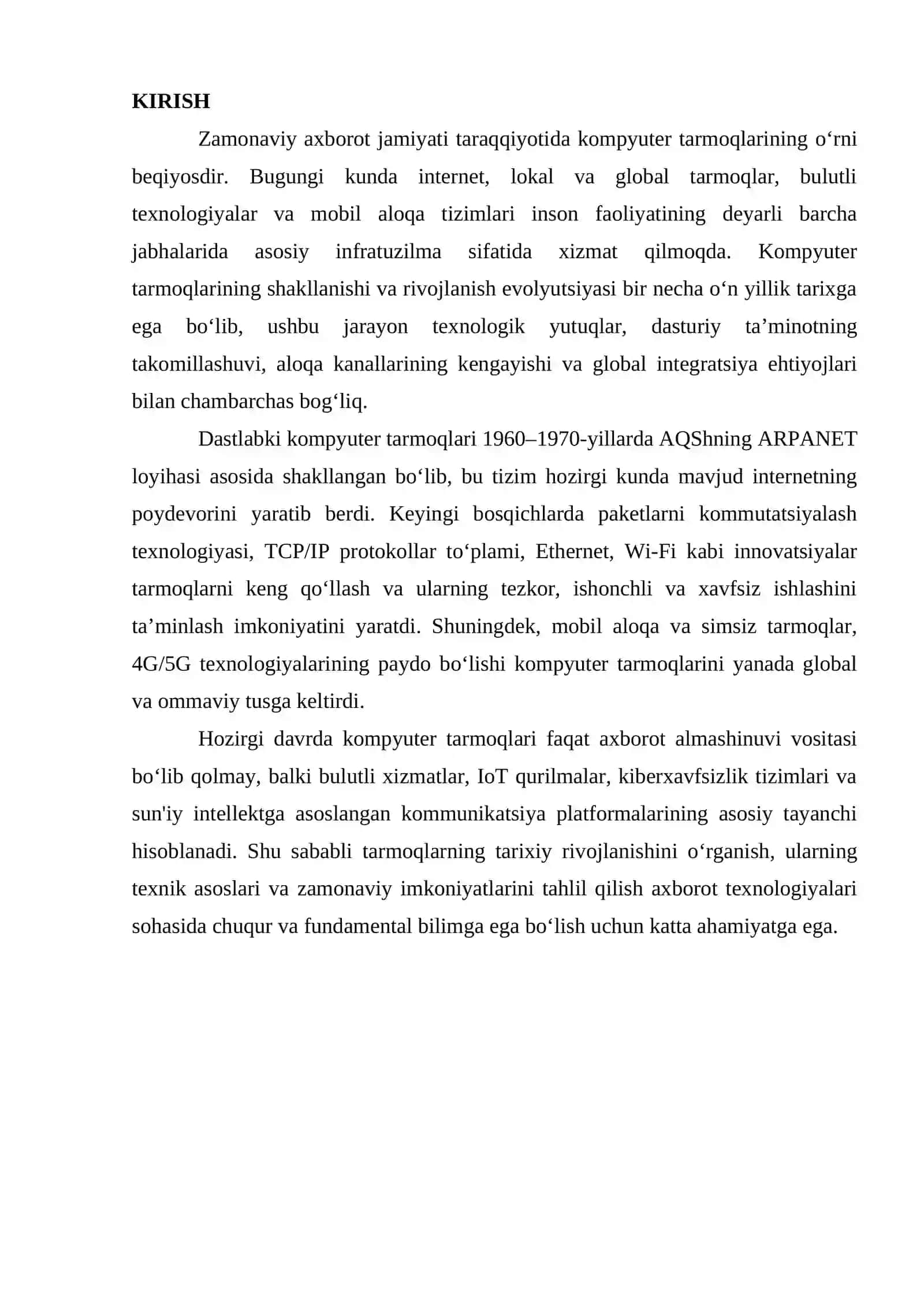 Kompyuter tarmoqlarining rivojlanish evolyutsiyasi 2