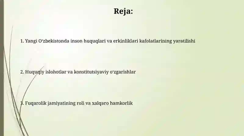 Yangi ózbekistonda inson haq-huquqlari va erkinliklari kafolatining yaratilishi 2