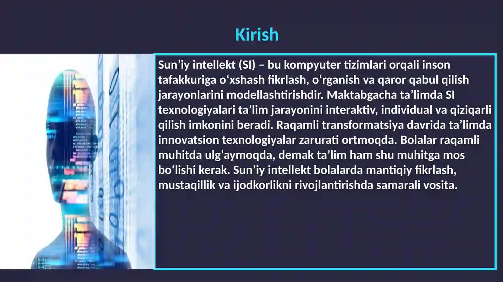 Maktabgacha ta’limda sun’iy intellektdan foydalanish slayd 2