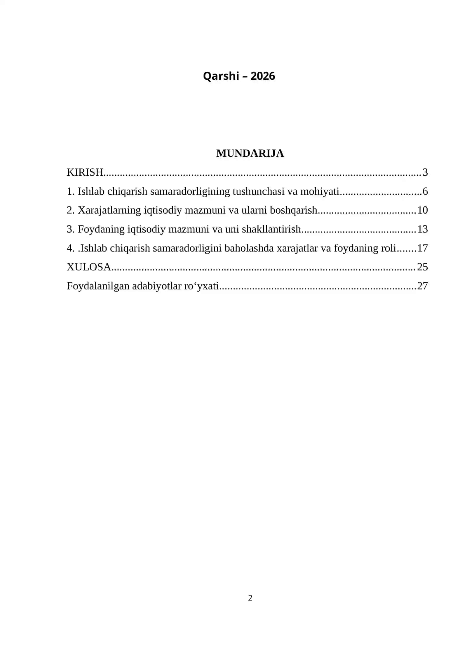 Ishlab chiqarish samaradorligini baholashda xarajatlar va foydaning roli 2