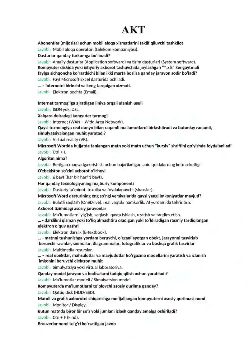 ARGOS TEST SAVOLLARI VA JAVOBLARI BILAN 100 % TO’LIQ HOLDA 2
