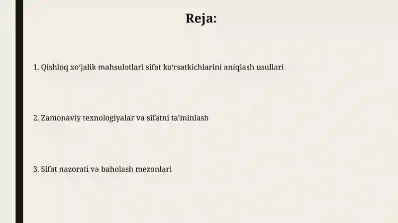 Qishloqxo jalik mahsulotlarining sifat ko'rsatkichlarini aniqlashusullari 2
