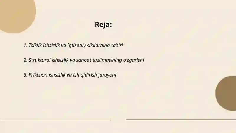 Ishsizlikning kelib chiqish sabablari va namoyon bo’lish sharoitlari 2
