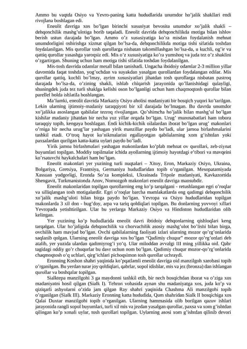 ENEOLIT DAVRI TARIXIY - MADANIY JARAYONLARI 2
