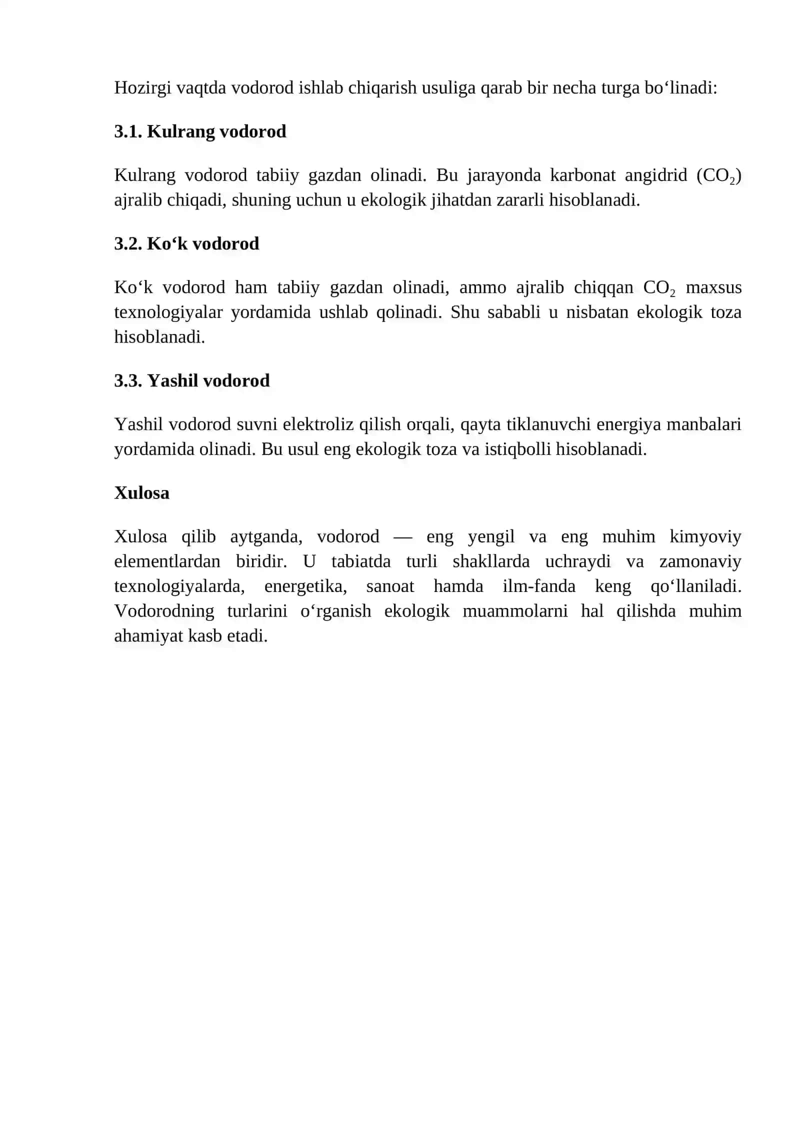 VODOROD TUSHUNCHASI VA VODOROD TURLARI 2