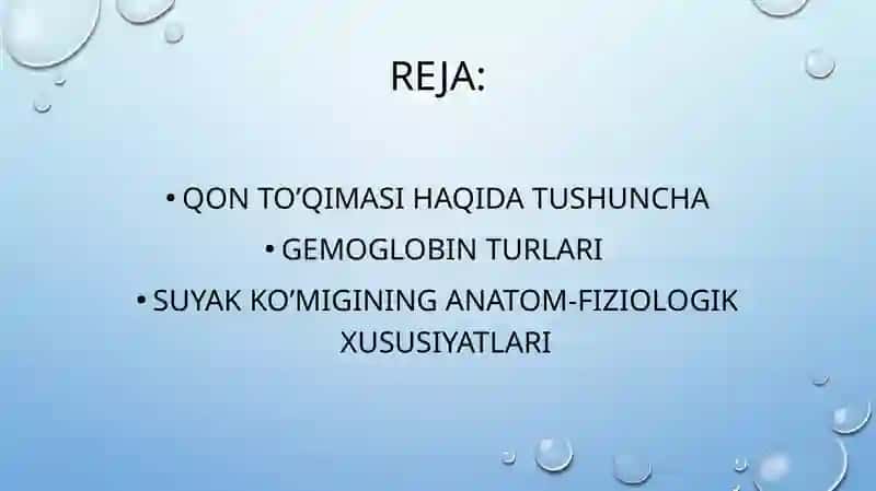 Bolalarda qon yaratish tizimi anatamo-fiziologik xususiyatlari 2