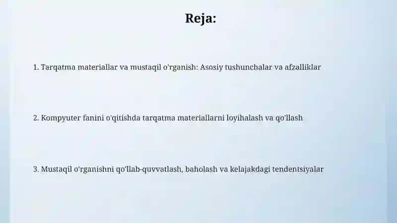Informatikani oʻqitishda tarqatma materiallar va mustaqil taʼlimdan samarali foydalanish 2