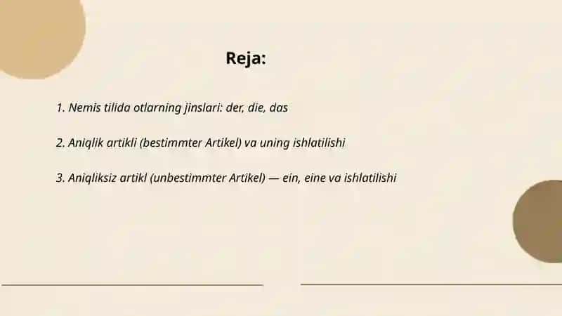 Nemis tilida otlar va artikllar 2