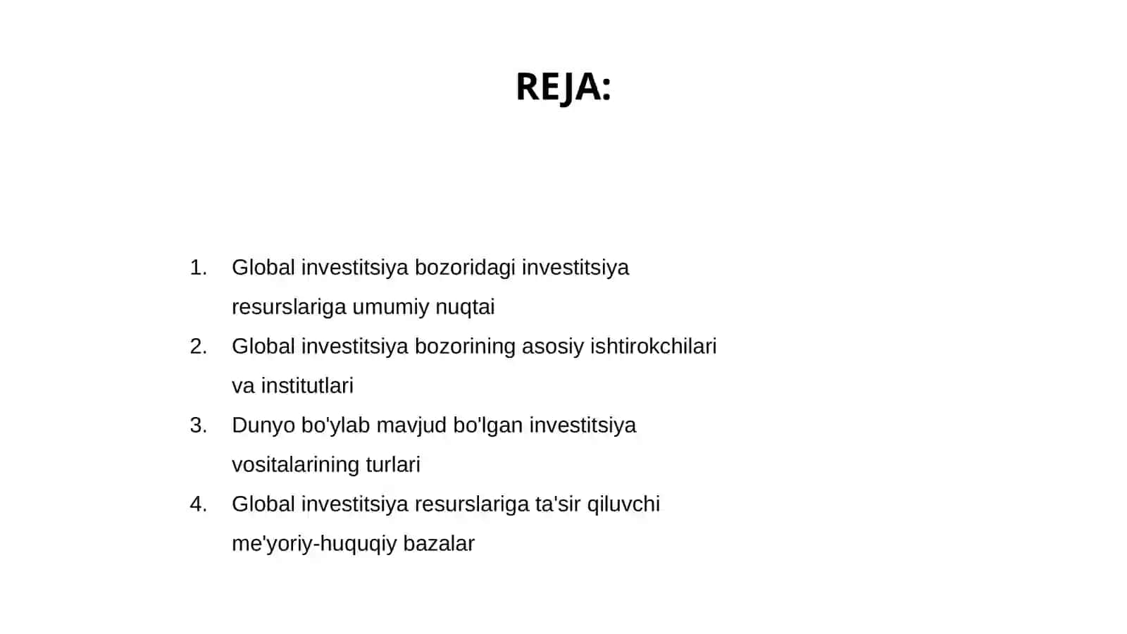 O‘zbekison Respublikasi investitsiya siyosati 2