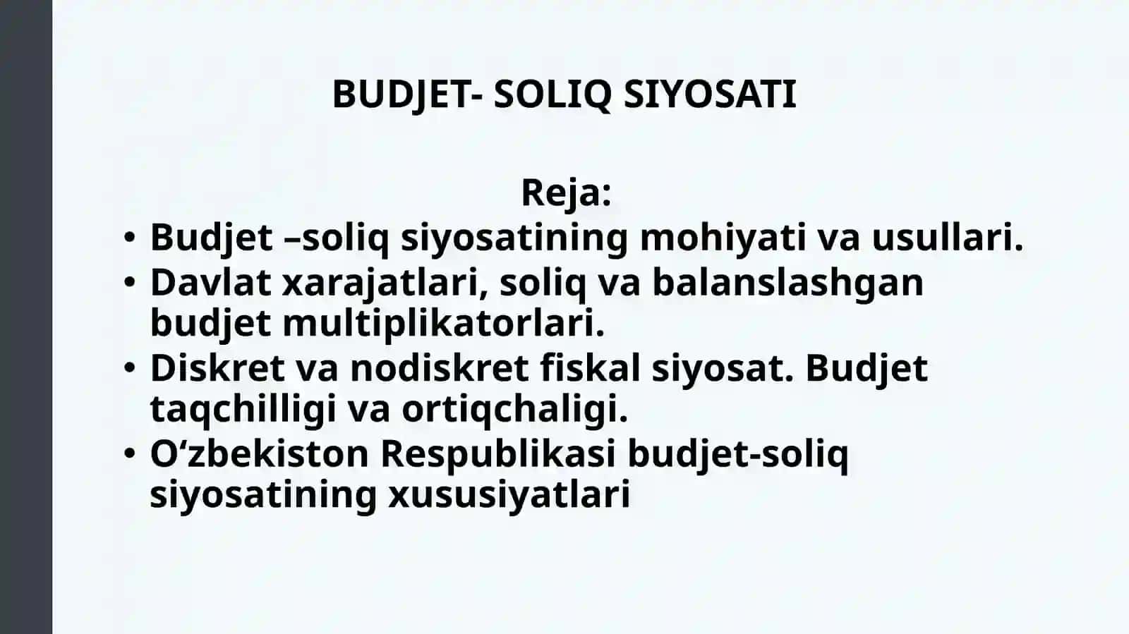 Budjet-soliq siyosati 2