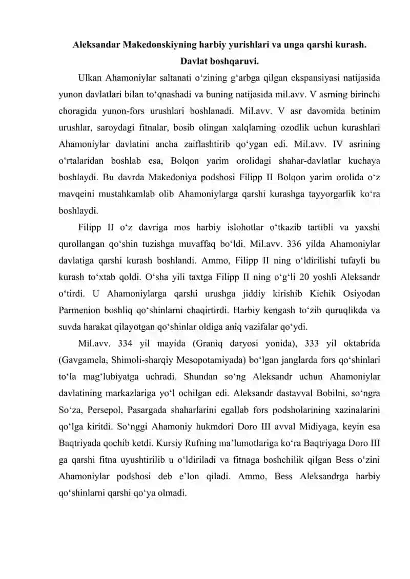 Aleksandir Makedoniskiy saltanatida surxandaryo voxasi 2