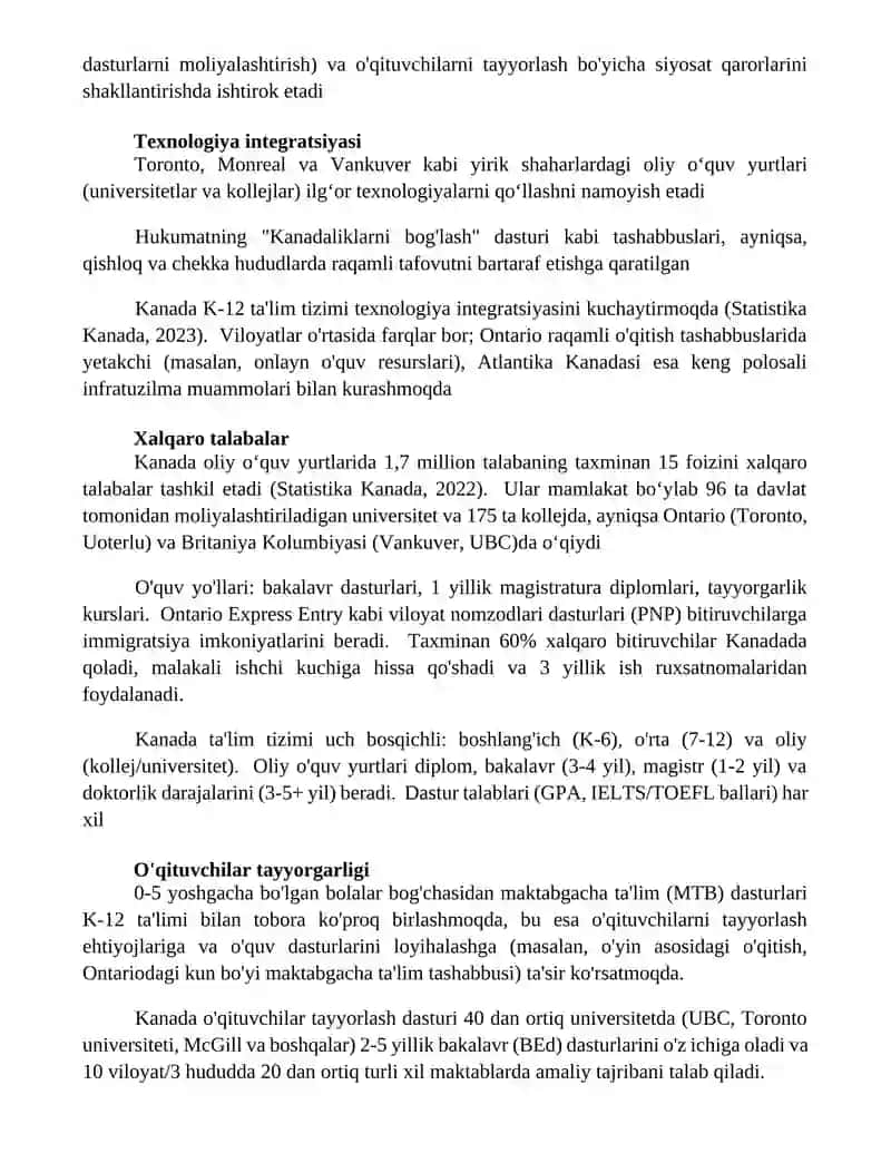 Kanadada talim tarbiya jarayoni 2